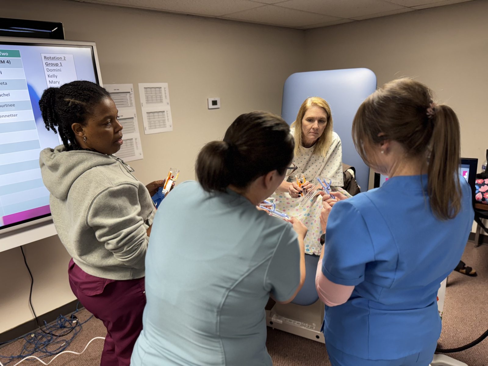 FTAs practicing exam skills with trainees
